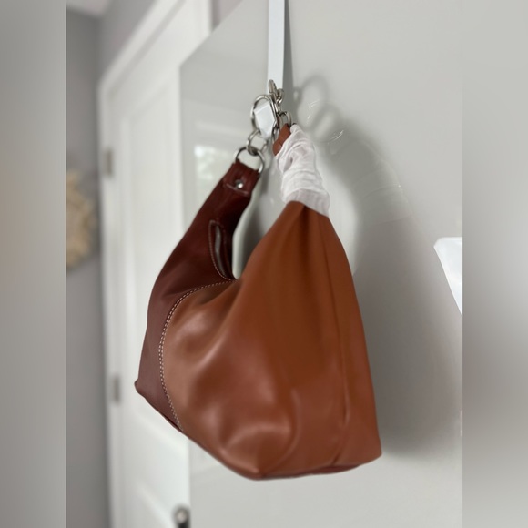 NWT URBAN OUTFITTERS Two Tone Brown Vegan Leather Handbag Purse Silver Accent - Picture 7 of 16